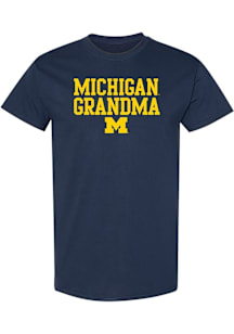 Michigan Wolverines Womens Navy Blue Basic Block Grandma Short Sleeve T-Shirt