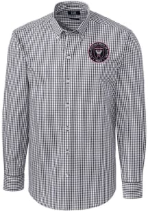 Cutter and Buck Inter Miami CF Mens Charcoal Easy Care Stretch Big and Tall Dress Shirt