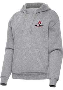 Antigua Ball State Cardinals Womens Grey Victory Hooded Sweatshirt