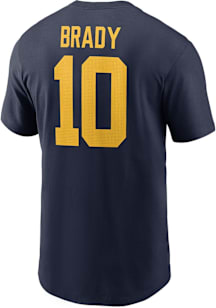Tom Brady Michigan Wolverines Navy Blue Football Name And Number Short Sleeve Player T Shirt