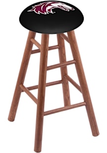 Southern Illinois Salukis Round Cushion Oak Pub Stool - Brown