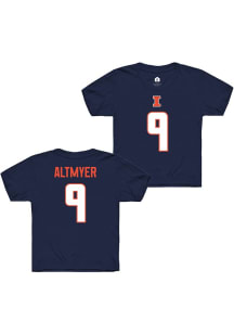 Luke Altmyer Youth Navy Blue Illinois Fighting Illini NIL Shirzee Short Sleeve Player T-Shirt