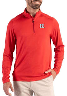Cutter and Buck Rutgers Scarlet Knights Mens Red Coastline Long Sleeve Qtr Zip Pullover