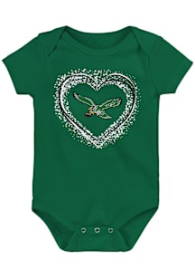 Philadelphia Eagles Baby Kelly Green Heart Shot Retro Short Sleeve One Piece