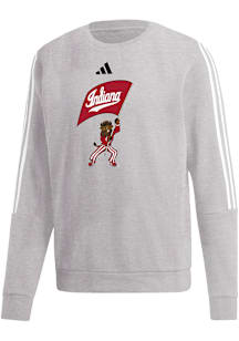 Adidas Indiana Hoosiers Mens Grey Three Stripe Long Sleeve Crew Sweatshirt