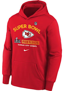 Nike Kansas City Chiefs Youth Cardinal 2024 Super Bowl Participant Authentic Long Sleeve Hoodie