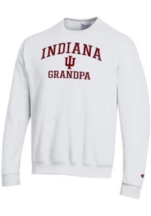 Champion Indiana Hoosiers Mens White Grandpa Powerblend Long Sleeve Crew Sweatshirt