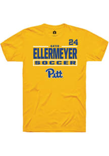 Katie Ellermeyer Rally Mens Gold Pitt Panthers NIL Stacked Box Player T Shirt