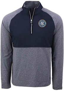 Cutter and Buck New York City FC Mens Navy Blue Adapt Eco Hybrid Long Sleeve Qtr Zip Pullover