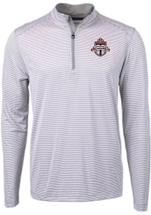 Cutter and Buck Toronto FC Mens Grey Virtue Eco Pique Stripe Big and Tall Qtr Zip