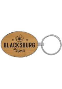 Blacksburg State Flower Wood Keychain - Brown