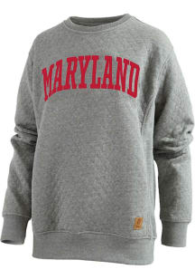 Womens Maryland Terrapins Grey Pressbox Canyon Crew Sweatshirt