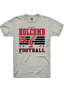 Terrell Holcomb Cincinnati Bearcats Ash Football NIL Striped Short Sleeve Player T Shirt