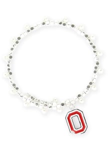 Enamel Logo Pearl Ohio State Buckeyes Womens Bracelet - Red