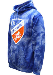 FC Cincinnati Mens Blue Color Wash Logo Long Sleeve Hoodie