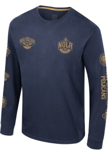New Orleans Pelicans Navy Blue Ovation Long Sleeve T Shirt