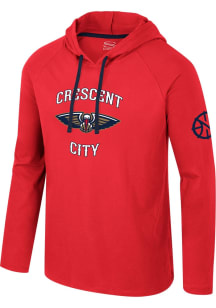 New Orleans Pelicans Mens Red Atrium Long Sleeve Hoodie