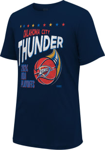 Oklahoma City Thunder Navy Blue 2024 Playoff Participant Hoops Short Sleeve T Shirt