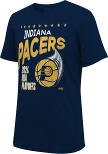 Indiana Pacers Navy Blue 2024 Playoff Participant Hoops Short Sleeve T Shirt