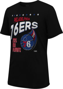 Philadelphia 76ers Black 2024 Playoff Participant Hoops Short Sleeve T Shirt