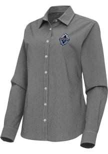 Antigua Vancouver Whitecaps FC Womens Porter Long Sleeve Black Dress Shirt