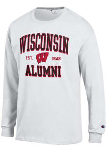 Mens Wisconsin Badgers White Champion Est Alumni Jersey Tee