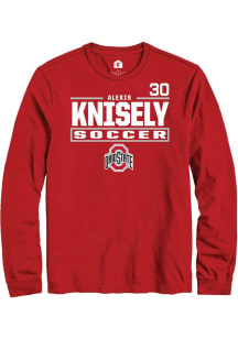 Alexis Knisely Mens Red Ohio State Buckeyes NIL Stacked Box Long Sleeve Player T Shirt