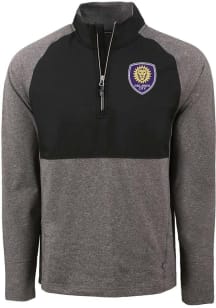 Cutter and Buck Orlando City SC Mens Black Adapt Eco Hybrid Long Sleeve Qtr Zip Pullover