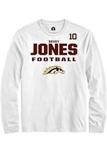 Brady Jones Western Michigan Broncos White Football NIL Stacked Box Long Sleeve Player T Shirt