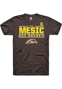 Jack Mesic Rally Mens Brown Western Michigan Broncos NIL Stacked Box Player T Shirt
