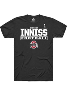Brandon Inniss Rally Mens Black Ohio State Buckeyes NIL Stacked Box Player T Shirt