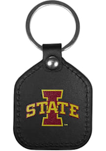 Iowa State Cyclones Leather Square Keychain - Black