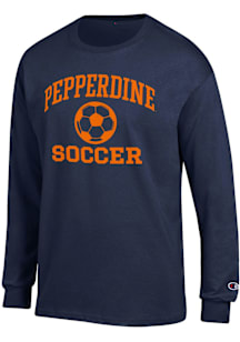 Champion Pepperdine Waves Navy Blue Soccer Jersey Long Sleeve T Shirt