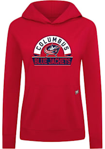 Levelwear Columbus Blue Jackets Womens Red Relay Banner Arch Hooded Sweatshirt