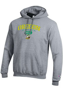 Champion Oregon Ducks Mens Grey Pill Box Mom Powerblend Long Sleeve Hoodie