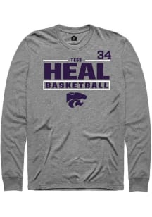 Tess Heal Mens Graphite K-State Wildcats NIL Stacked Box Long Sleeve Player T Shirt
