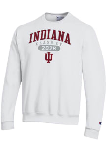Mens Indiana Hoosiers White Champion Class of 2026 Powerblend Crew Sweatshirt