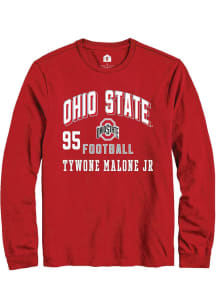 Tywone Malone jr Mens Red Ohio State Buckeyes NIL Arch Logo Long Sleeve Player T Shirt
