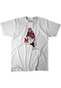 Malik Washington Maryland Terrapins White Football Football Caricature Short Sleeve Fashion Player..