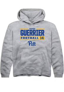 Joshua Guerrier Rally Youth Grey Pitt Panthers NIL Stacked Box Long Sleeve Player Hoodie