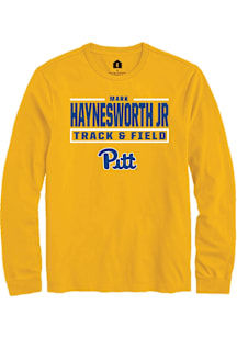 Mark  Jr Haynesworth Pitt Panthers Gold NIL Stacked Box Long Sleeve Player T Shirt