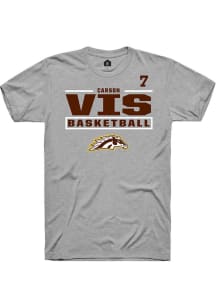 Carson Vis Rally Mens Grey Western Michigan Broncos NIL Stacked Box Player T Shirt