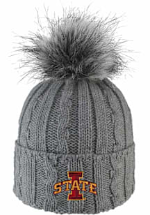 LogoFit Iowa State Cyclones Dark Grey Alps W Pom Knit Womens Knit Hat
