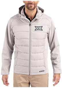 Mens Big 12 Cutter and Buck Mens Evoke Hood Heavyweight Jacket - Ash