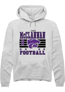 Simon McClannan Rally Mens White K-State Wildcats NIL Striped Player Hood