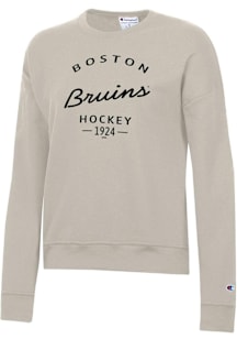 Champion Boston Bruins Womens Oatmeal Arch Script Powerblend Crew Sweatshirt