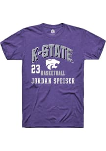 Jordan Speiser Rally Mens Purple K-State Wildcats NIL Arch Logo Player T Shirt
