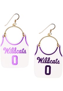 Basketball Jersey Charlie K-State Wildcats Womens Earrings - White