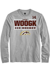 Colby Woogk Western Michigan Broncos Grey NIL Stacked Box Long Sleeve Player T Shirt