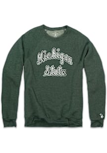 The Mitten State Michigan State Spartans Mens Green Arch Script Long Sleeve Crew Sweatshirt